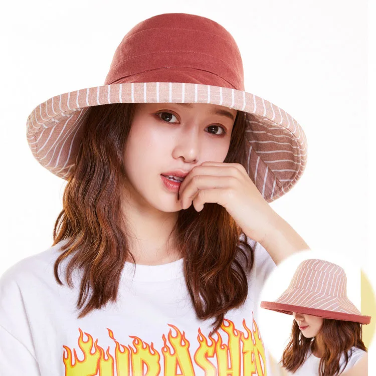 Fisherman's Cap Female double-sided Thin Section Big Head Around Face Sun Hat Female Summer Sun Hat Can Be Stacked Free Shipping