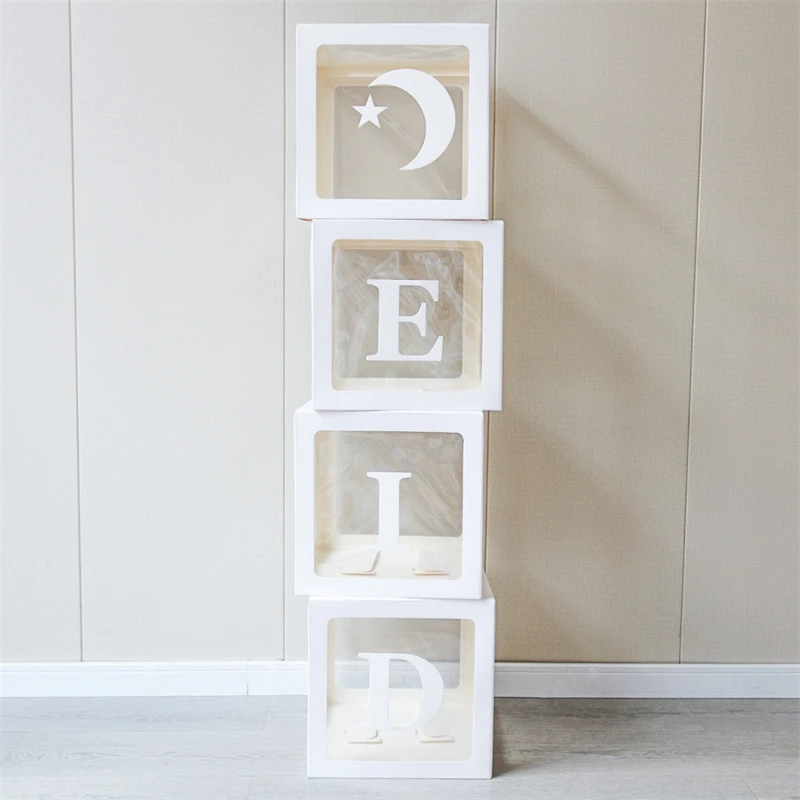 

Transparent Box Letter Eid Mubarak Balloon Box Ramadan Kareem Decoration for Home Muslim Islamic Baby Shower Birthday Party Deco