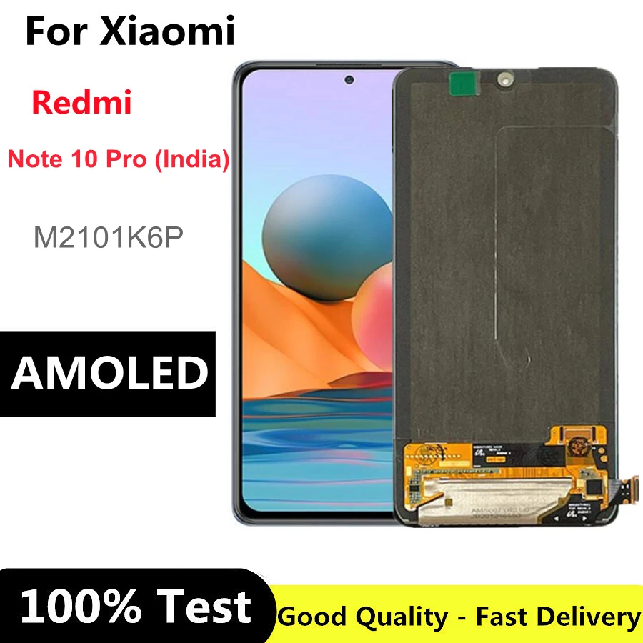 

ЖК-дисплей AMOLED 6,67 дюйма для Xiaomi Redmi Note 10 Pro (Индия) M2101K6P, сменный сенсорный экран с цифровым преобразователем