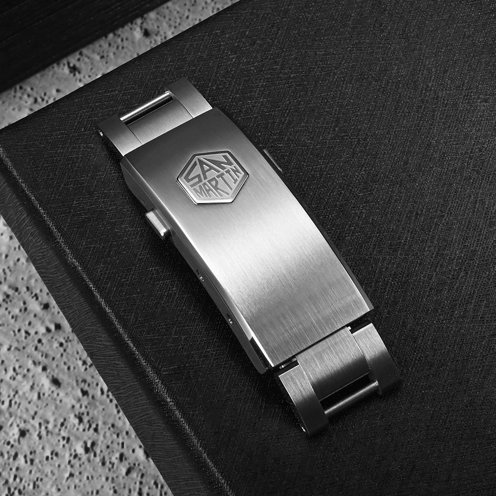 San Martin New Fly Adjustable Clasp Suitable For 16mm Buckle 316L Stainless Steel Strap Polished Buckle Watch Parts