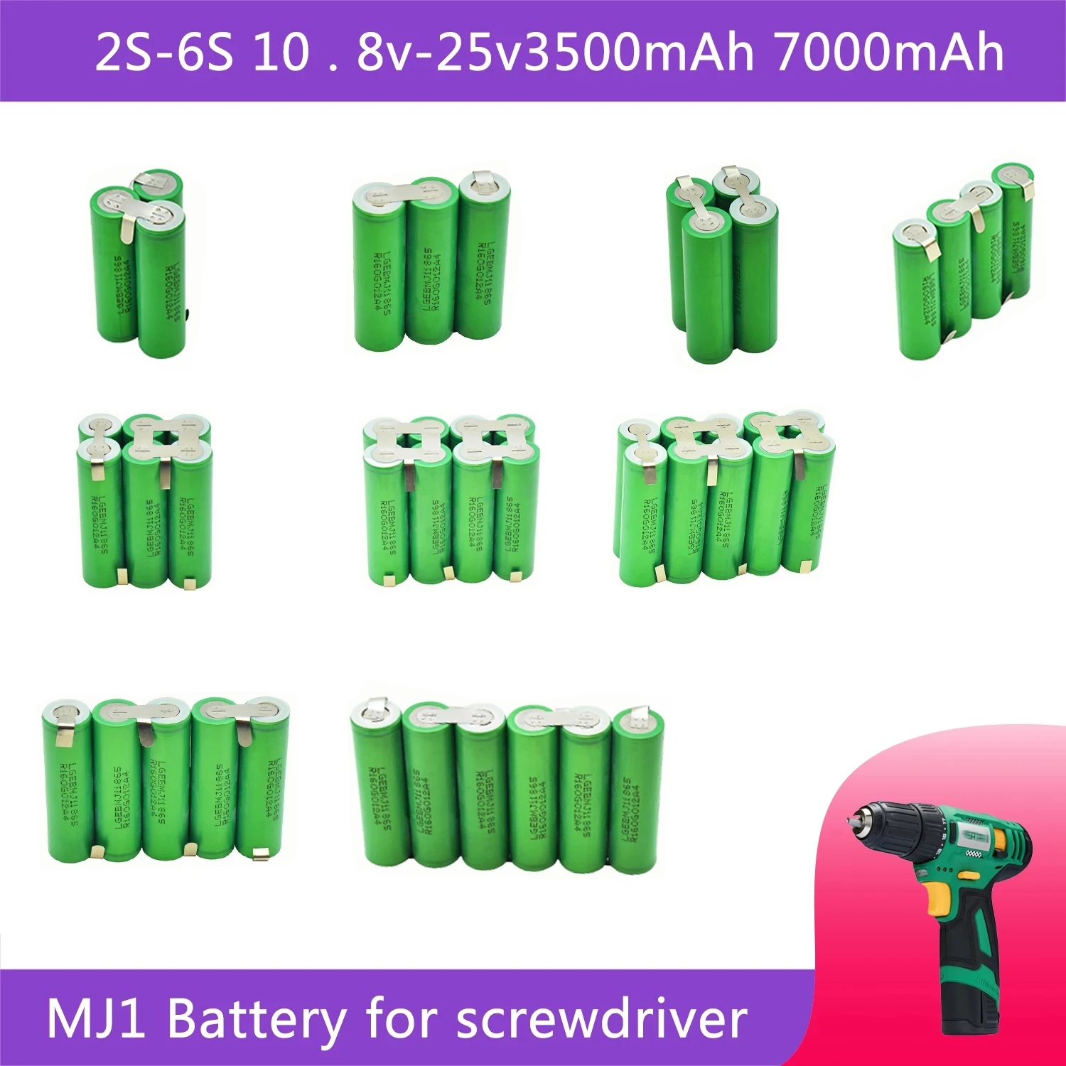 

18650 MJ1 3500mAh 7000mAh 20 amps 3S 4S 5S 6S 8S 7,4 V 12,6 V 14,8 V 18V 25,2 V 29,6 V