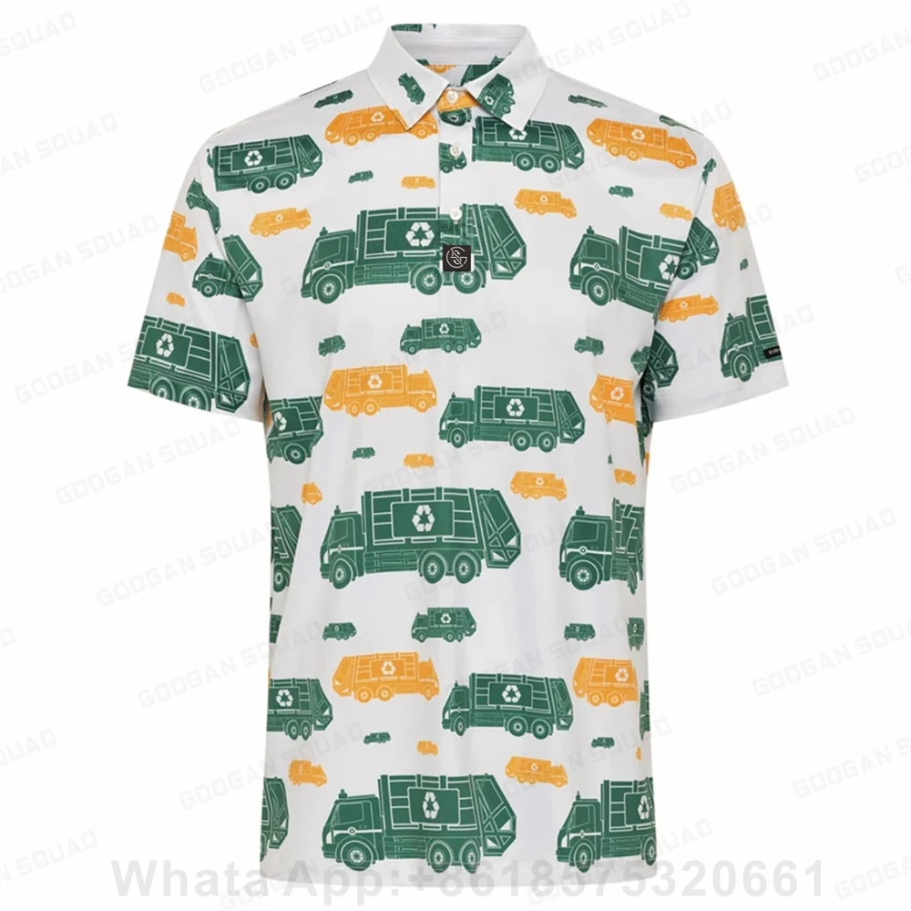 Polo Shirt Men Casual Short Sleeve Printed Short-sleeved Breathable Summer Multifunction Golf Polos Fishing Soccer Volleyball