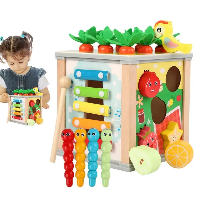 

Wooden Activity Cubes Wooden Activity Center Shape Sorter Toy Early Educational Kid Toys Play Center Color Shape Sorter Toy