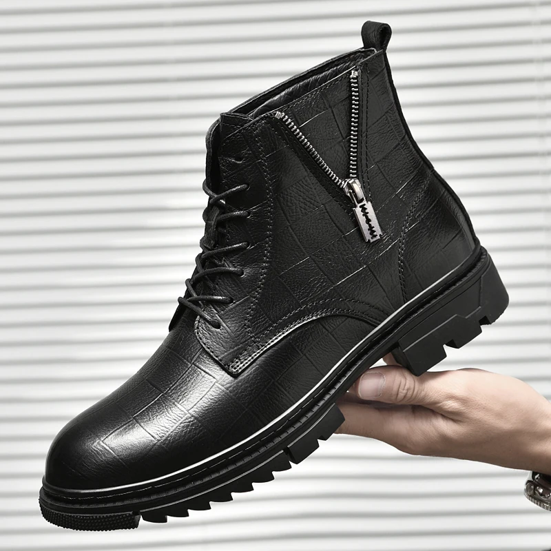 

Genuine Leather Zapatos De Hombre New Natural Skin Men Boots Fashion Elegant Luxury Classic Flats Top Quality Outdoor Footwear