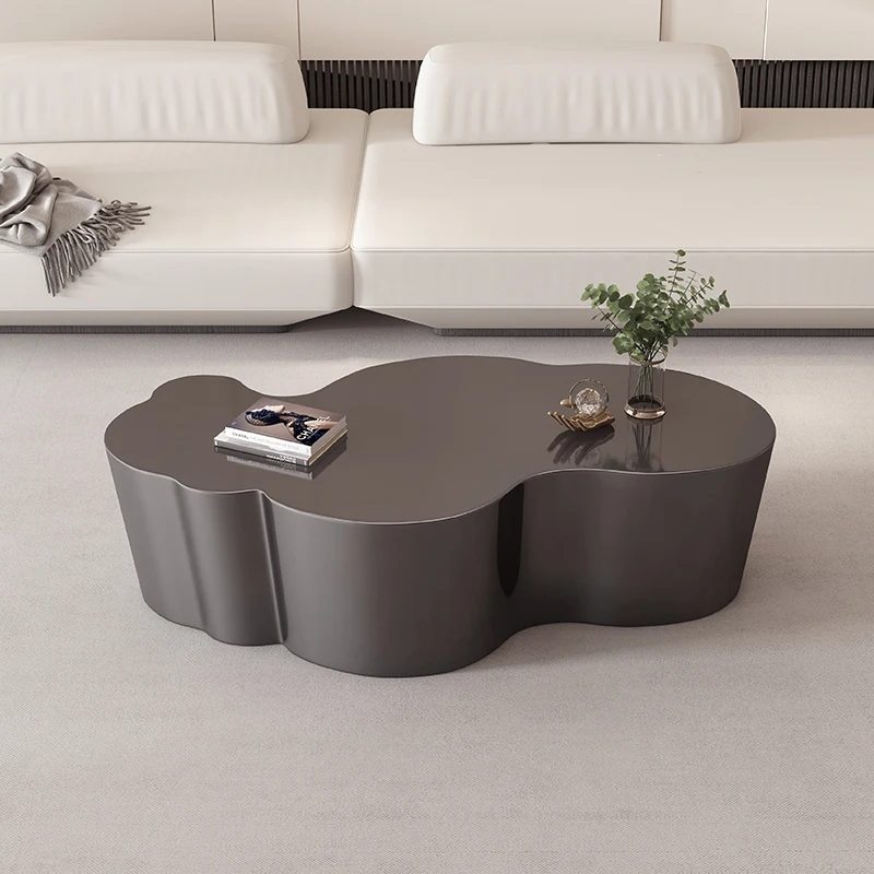 Итальянский минималистичный кофейный столик в форме облака серебристый wabi для