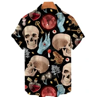 mens shirt hawaiian 3d vintage printed skull shirts for male top summer lapel short sleeve fashion hip hop oversized shirt 5xl