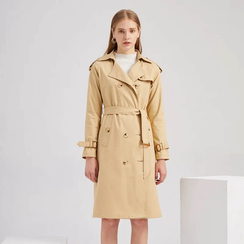 

Женский Хлопковый тренч с длинным рукавом, модная дизайнерская повседневная куртка в европейском стиле, осень 2023