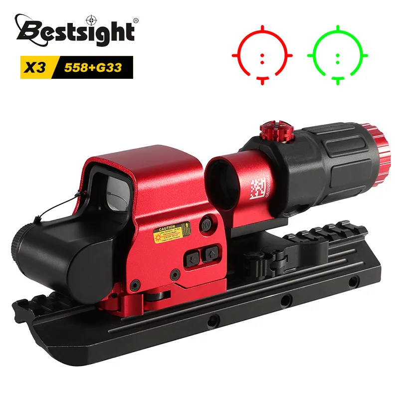 

Tactical 558 Red Dot Sight + G33 Multiplier Rifle Sight Optical Sight 3 x Magnifier For Fast Installation Of Side-Turning Sight