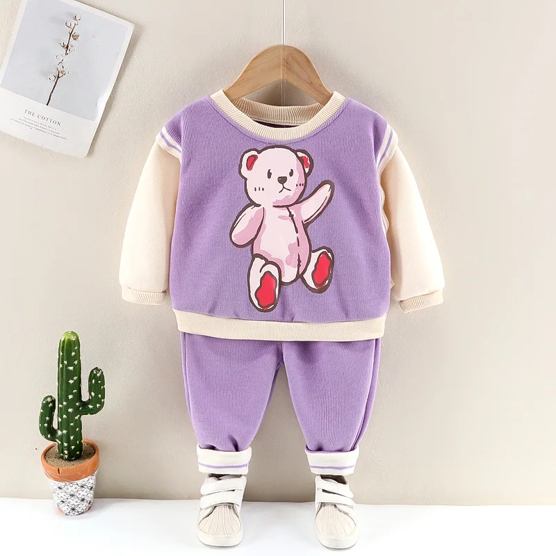 

Toddler Girls Clothes Sets Kids 2022 Fashion Infant Spring Autumn 2pcs Outfits Cartoon Bear Sweatshirt+ Pants Baby Tracksuit