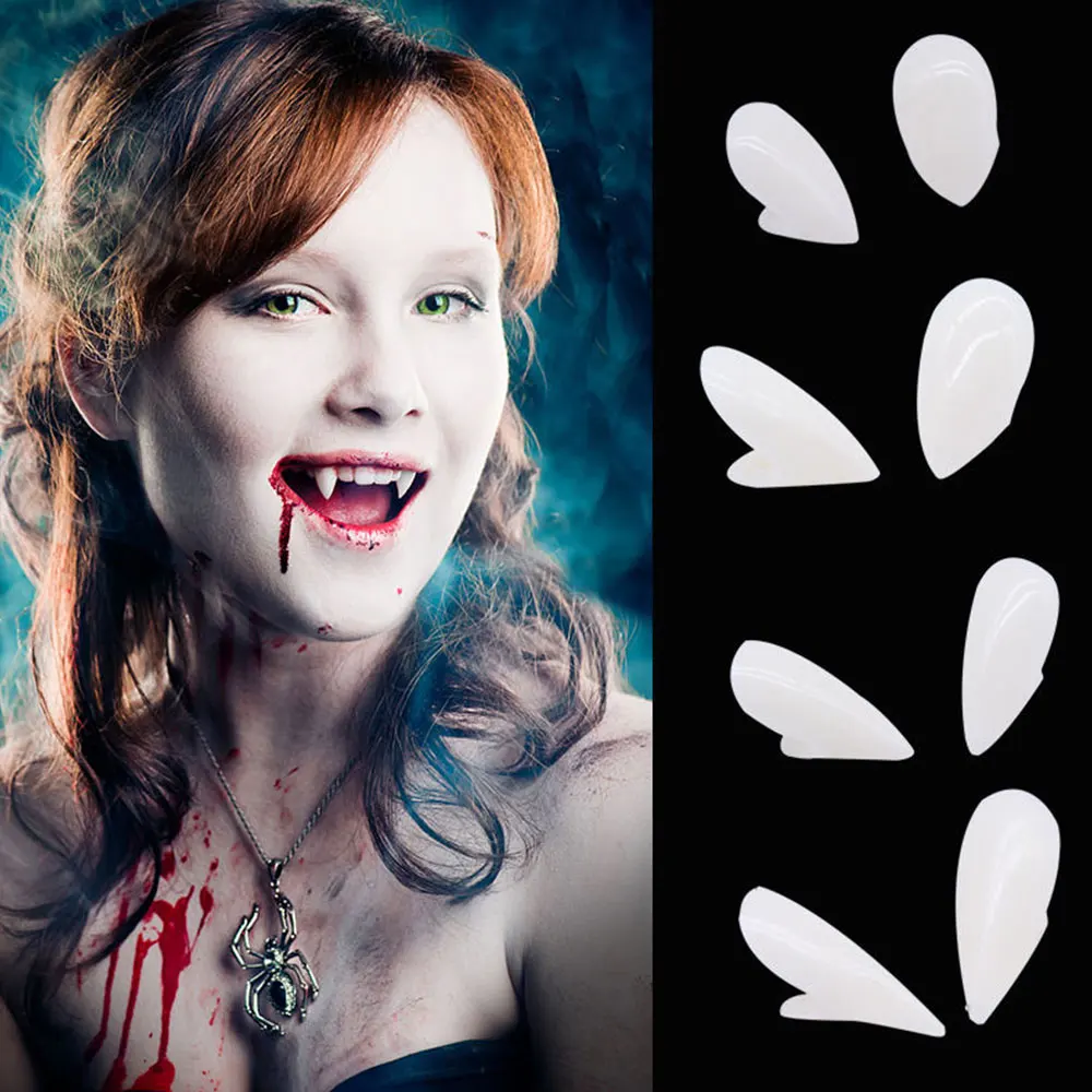 

Клыки вампира, 1 пара, клыки из смолы, клыки, протезы, реквизит для костюма на Хэллоуин, искусственные зубы, твердый клей для зубов, клей для зубов, декор для Хэллоуина