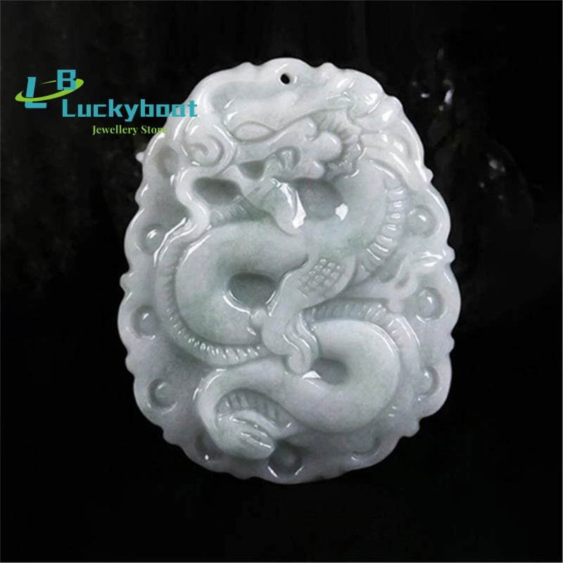 

Natural Myanmar Emerald Genuine Jade Dragon Pendant Necklace for men and women Jewelry Birthday Gift Amulet +Rope Chain Dropship