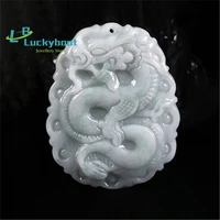 natural myanmar emerald genuine jade dragon pendant necklace for men and women jewelry birthday gift amulet rope chain dropship