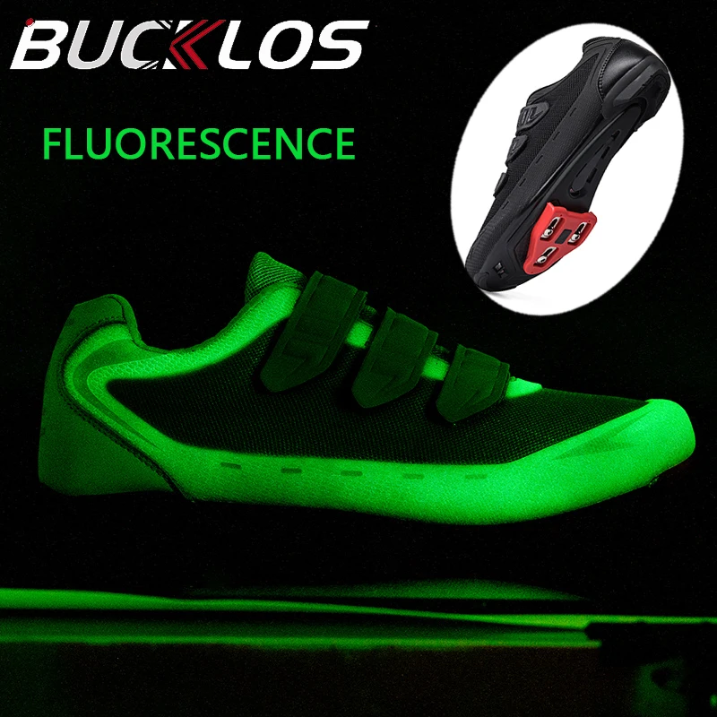

Флуоресцентные кроссовки BUCKLOS Road Cleat для мужчин и женщин, универсальная обувь для горных велосипедов, спортивные гоночные Сникеры, оборудов...