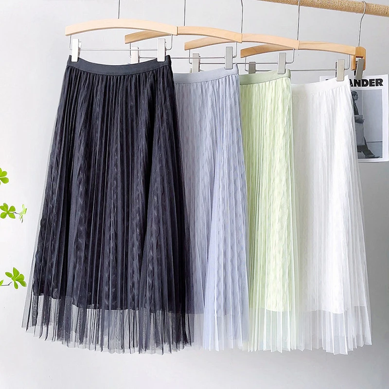 

Юбка трапециевидная Женская плиссированная до середины икры, с высокой талией