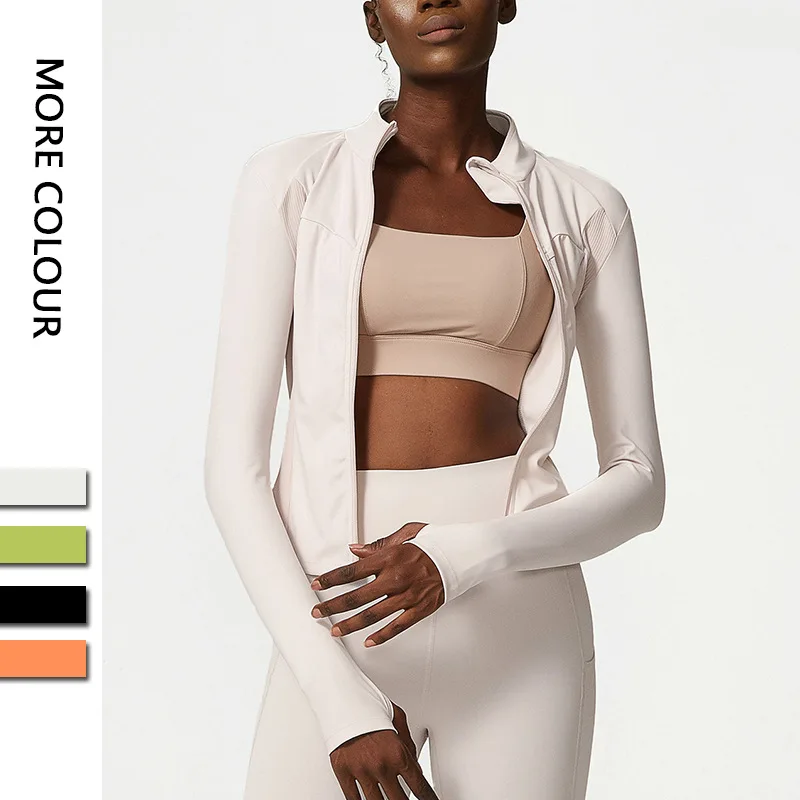 

New fashion nude zipper yoga clothes jacket autumn and winter fitness clothes jacket nylon sports top women