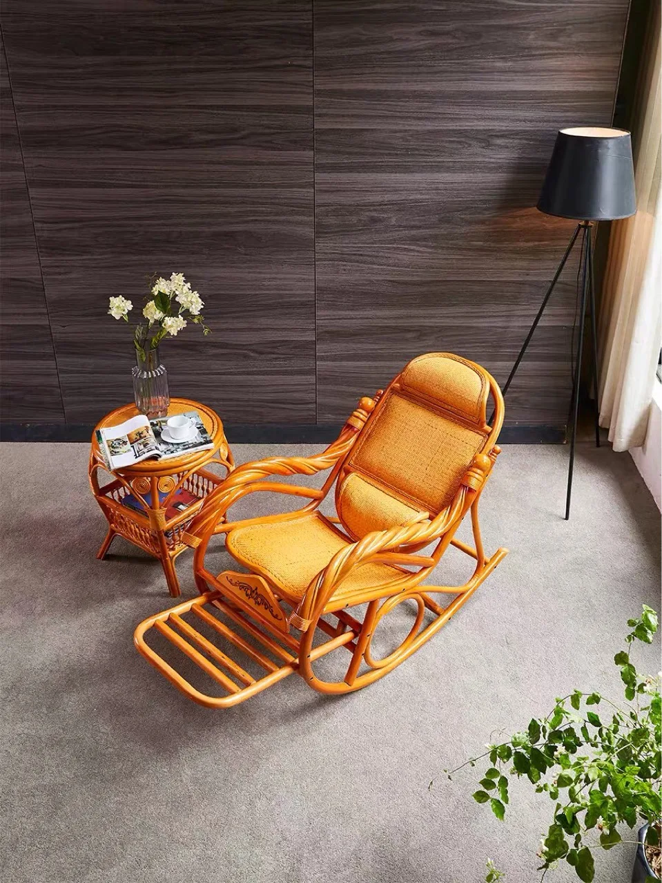 Роскошное кресло-качалка с подушками плетеная мебель из ротанга для дома