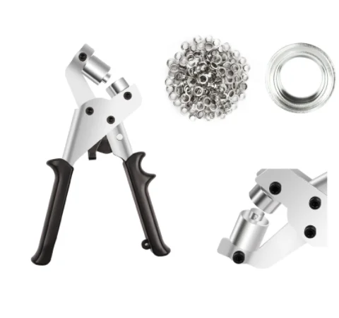 

Handheld Eyelet Pliers Hole Punch Set Eyelet Press with 500 Eyelets Discs for Leather Textiles Fabric hole hole