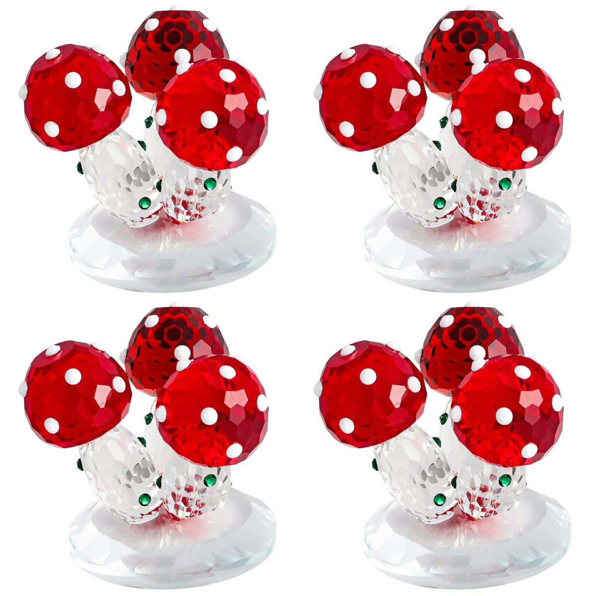 

4pcs Crystal Statue Ornament Desktop Crystal Mushroom Figurine Desktop Decor Home Supplies