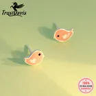 Серьги-гвоздики из серебра 925 пробы с птицами