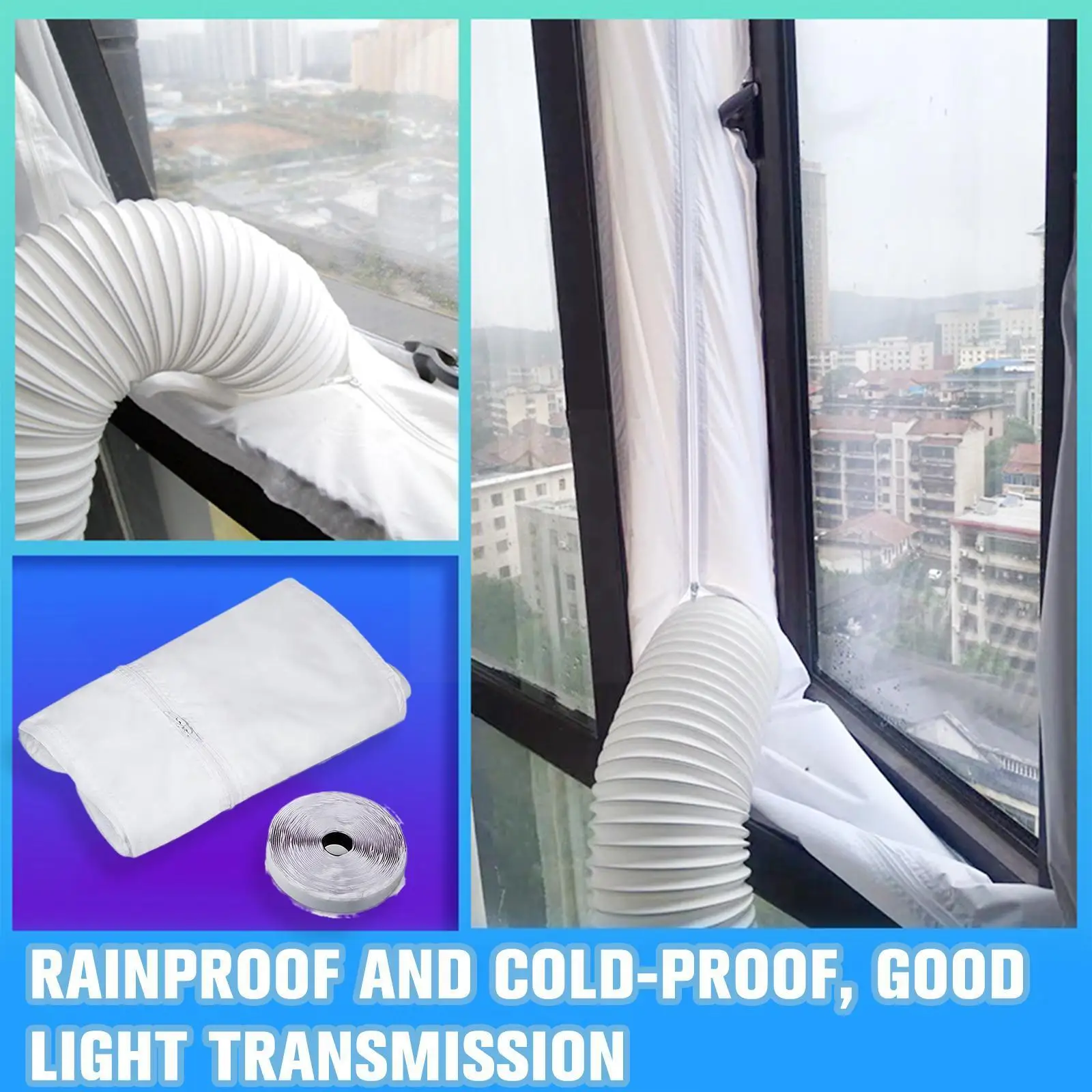 

Universal Window Air Conditioner Cover 3/4m Hot Airs Conditioner Window Cloth Stop Air Sealing Seal Window Outlet Lock V3Q0