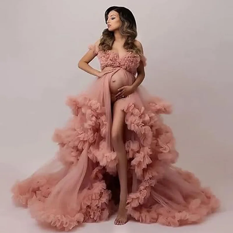 Плавное платье для беременных с разрезом фотосессии детский душ فساتين حو