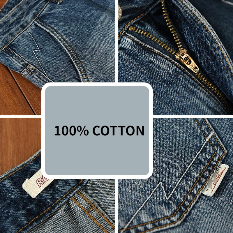 2023 Spring Summer New Vintage Jeans for Men Clothing Washed 100% Cotton Streetwear Casual Oversize Men Trousers A59053