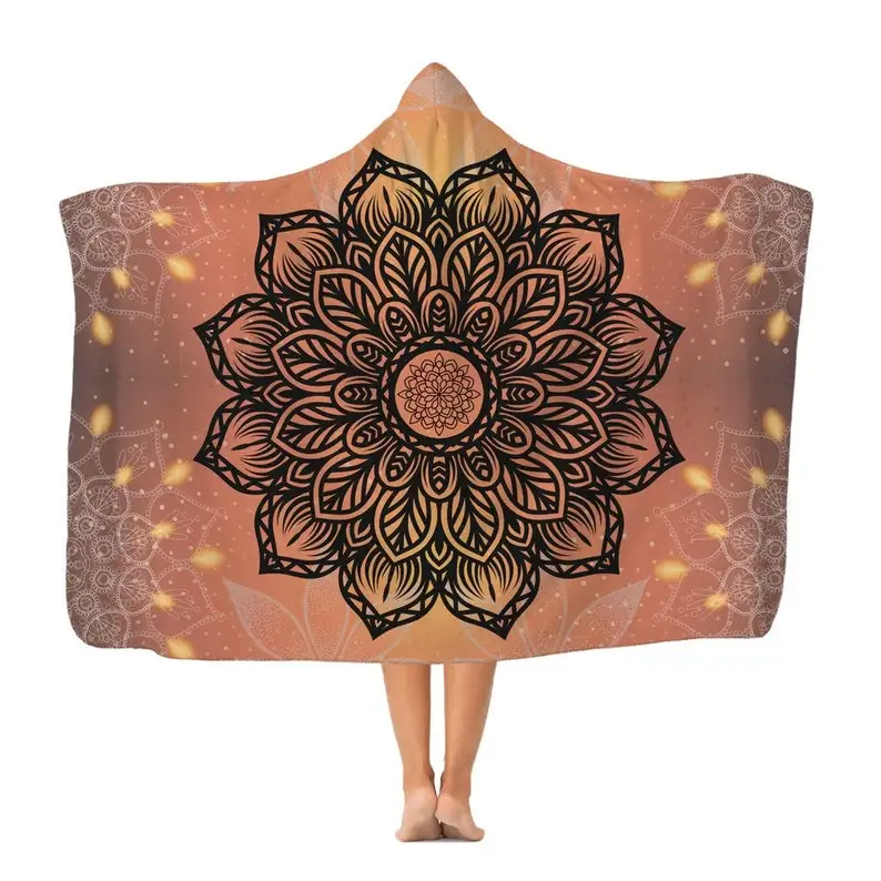 

Одеяло с капюшоном для взрослых и детей с мандалой, удобное одеяло, одеяло, уникальная идея для подарка, удобное одеяло