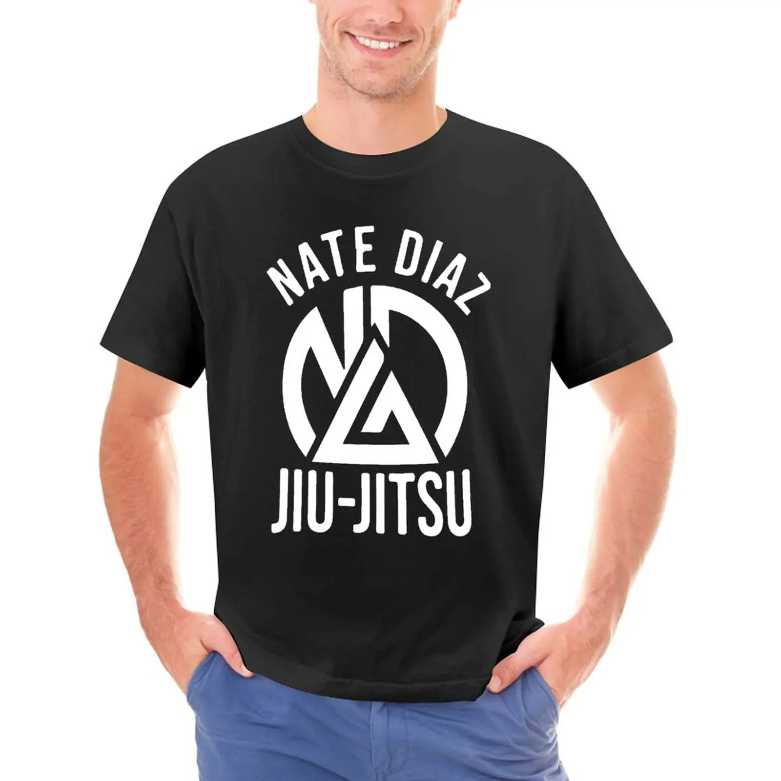 

Футболки Nate Diaz Jiu Jitsu, новинка, 100% хлопок, футболка с круглым вырезом, топы с графическим рисунком для мужчин, парные футболки
