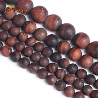 dull polish matte red tiger eye beads natural stone round loose beads for jewelry making diy bracelet necklace 15 4 6 8 10 12mm