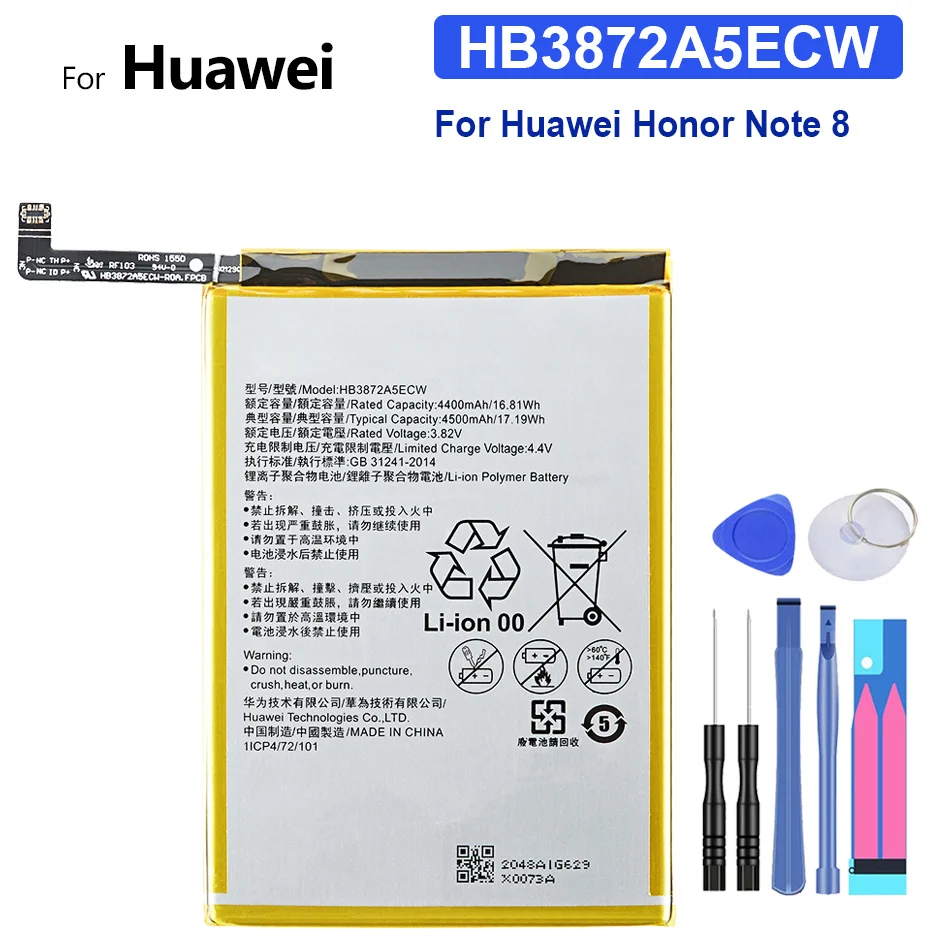 

4500mAh Battery HB3872A5ECW For Huawei Honor Note 8 Note8 EDI-DL00 EDI-AL10 High Quality Bateria + Free Tools