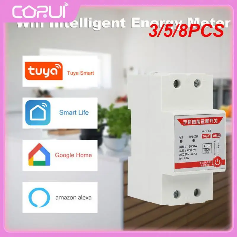 

3/5/8PCS Ac220v With Metering Din Rail Single-phase Smart Wifi Switch High-quality Tuya Wifi Smart Circuit Breaker Switch Timer