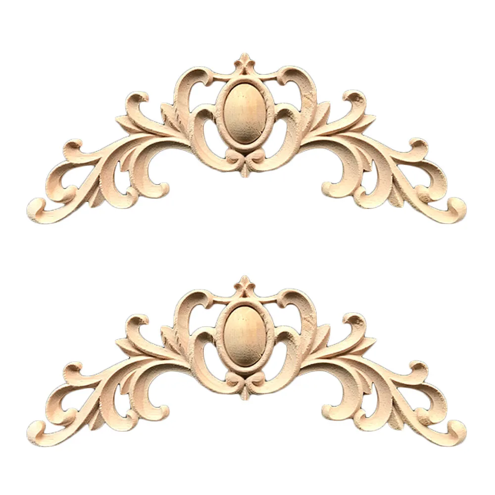 

2pcs Natural Floral Wood Carved Wooden Sculptures Crafts Corner Long Appliques Frame Wall Door Furniture Wood Carving Decoration