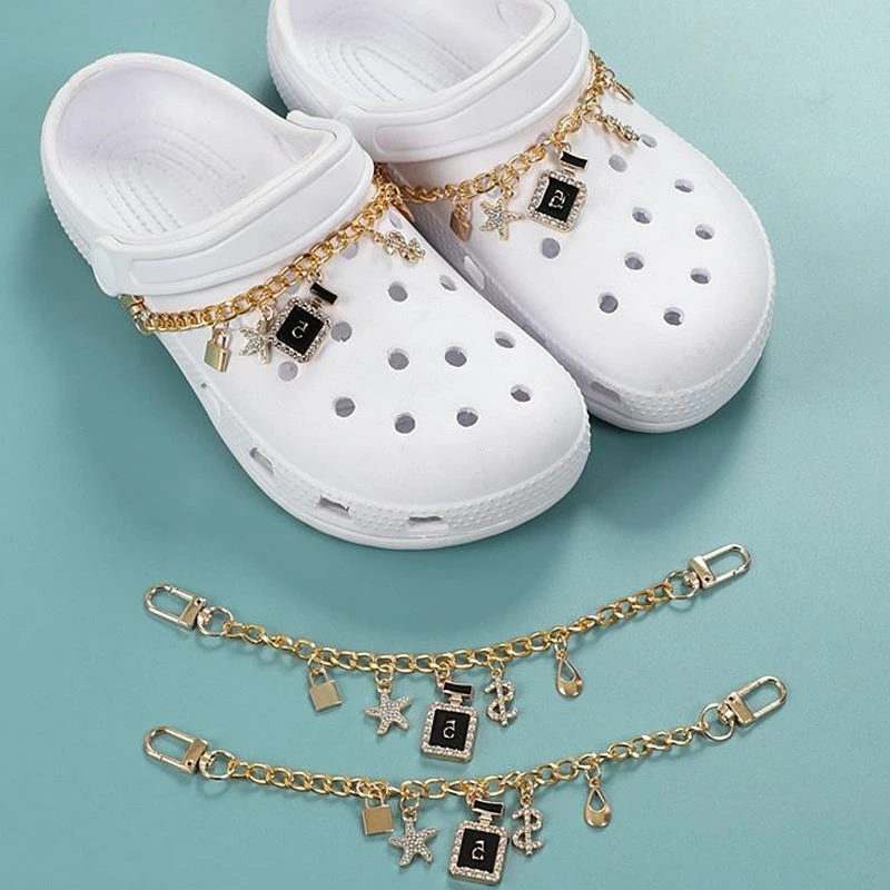 

1Pcs DIY Metal Chain Croc Charms Shoes Decoration For Men Women Hole Shoes Detachable for Reuse Croc jibbtz Accessories In Bulk