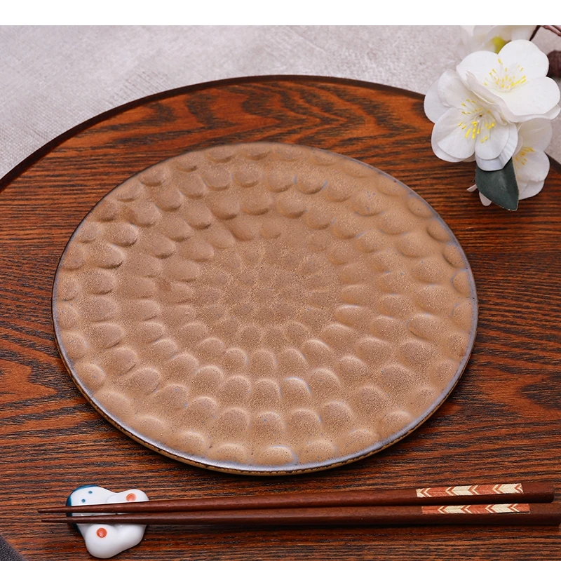 Золотая круглая керамическая тарелка отель ресторан сашими суши семейный ужин