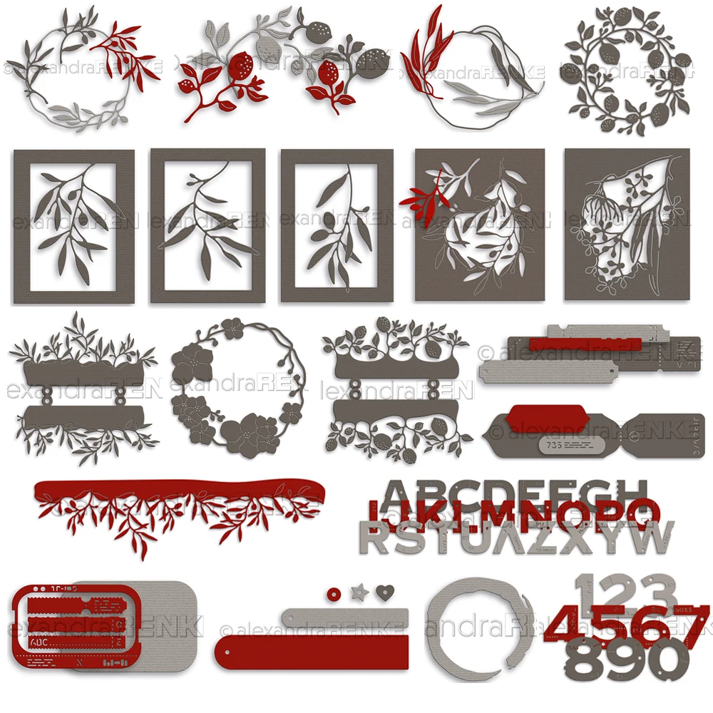 

Piggy Craft metal cutting dies cut die mold Flower leaves frame label Scrapbook paper craft knife mould blade punch stencils
