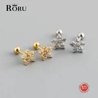 simple aaa zircon flower screw s925 silver stud earrings diamond gold plum shaped earrings for women girls daily jewelry