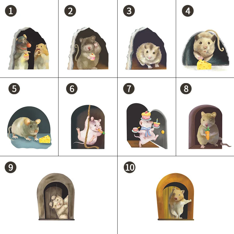 5 шт. милые настенные Стикеры с отверстиями для мыши домашний декор аниме