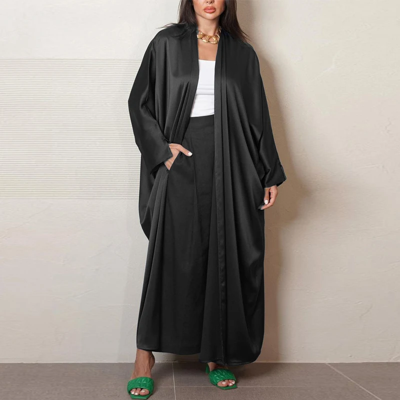 Открытый стиль Рамадан Кафтан Абая для женщин Свободный крой Мусульманское