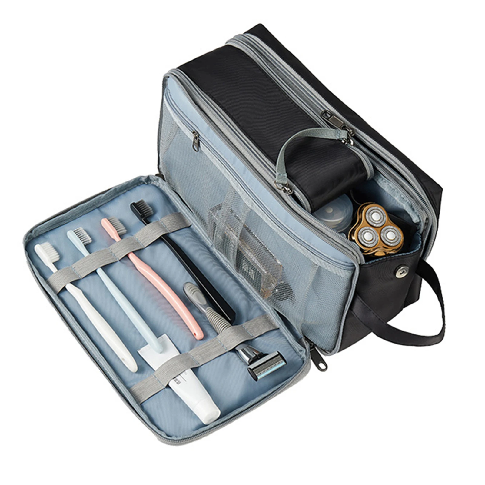 

Large Capacity Men Toiletry Bag Multifunctional Double Zipper Storage Bag Travel Outdoor Opening Bag High Quality Fashion Handba