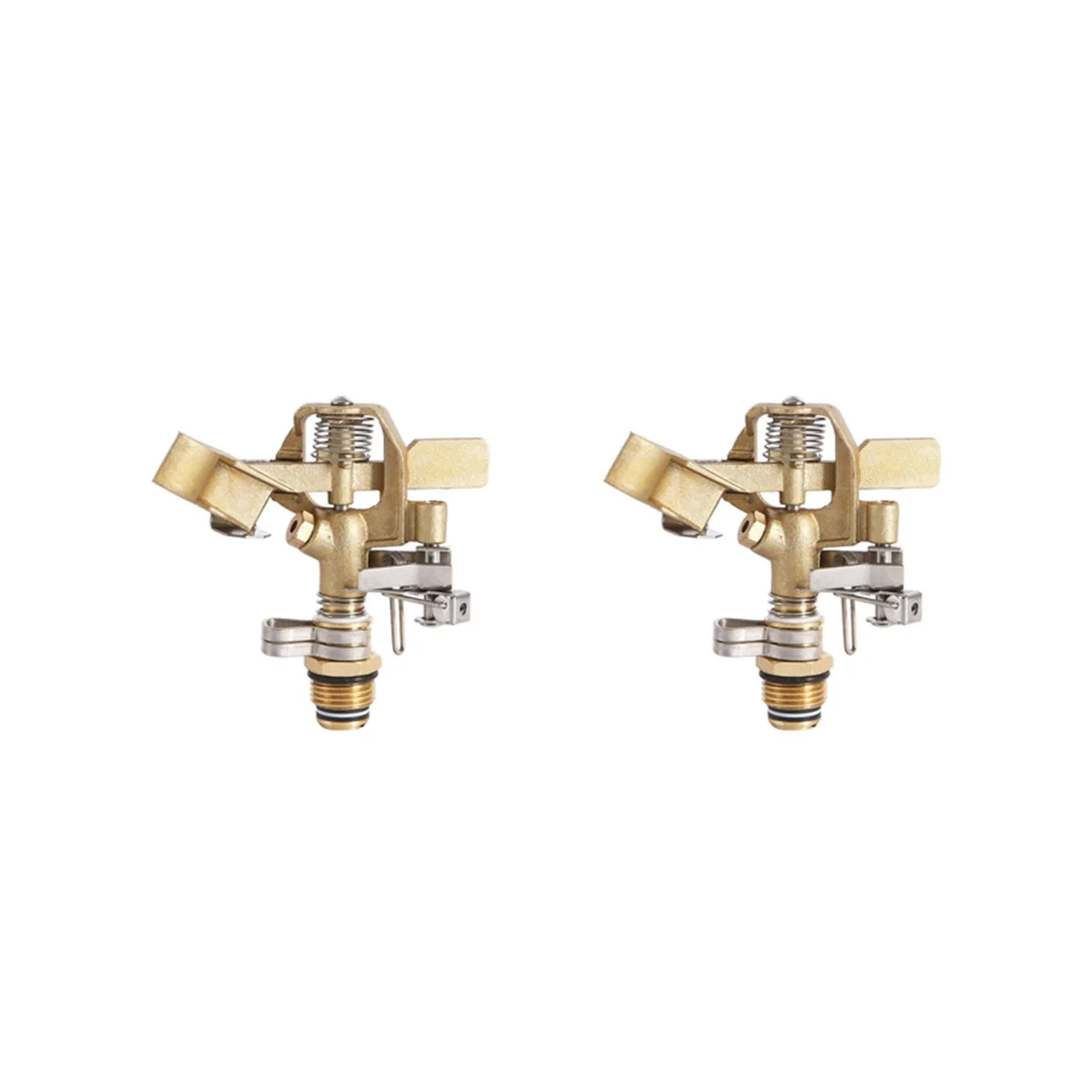 

1/2 Inch Brass Impact Sprinkler 2 Pack, Heavy Duty Lawn Sprinkler Head with Nozzles, Adjustable 20 -