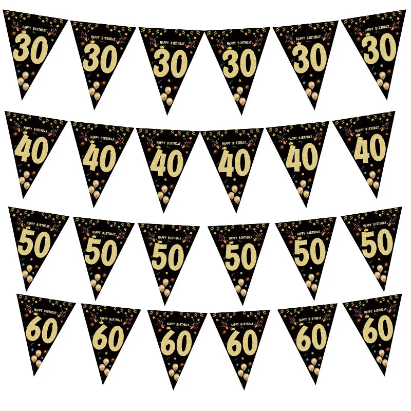 

Black Gold Happy Birthday Banner 30 40 50 60 Year Birthday Banner Party Backdrops Decoration Adult Birthday Party Decorations