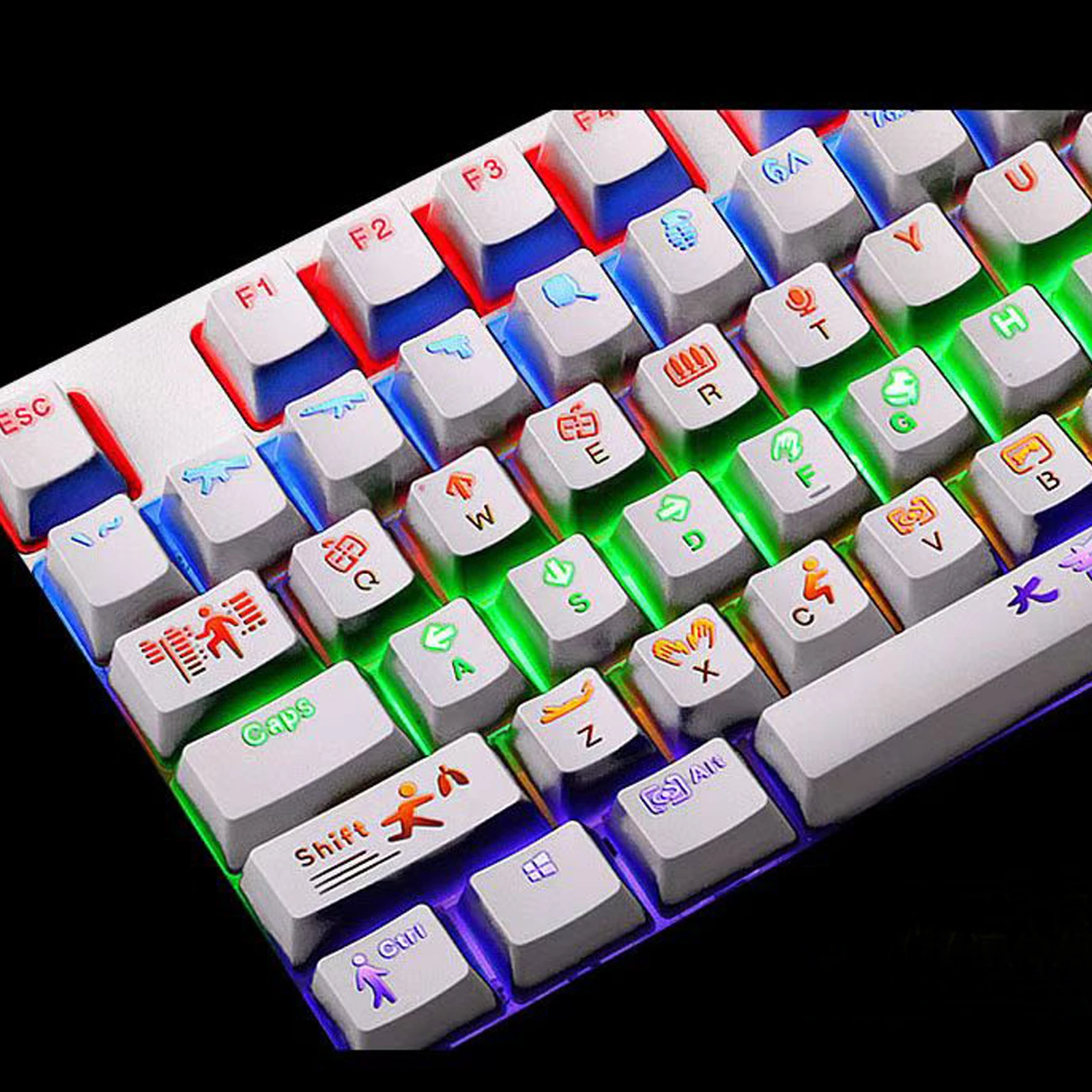 

PUBG Letter Transparent Keycap OEM Profile For Gaming Mechanical Keyboard Double-shot Molding Cute CSGO Backlit 104 Key Caps Set