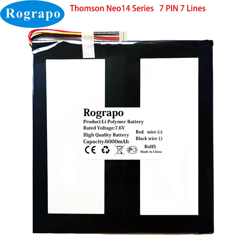 Новый аккумулятор 7 6 V 6000mAh Thomson для ноутбука планшета ПК PIN проводов вилка +