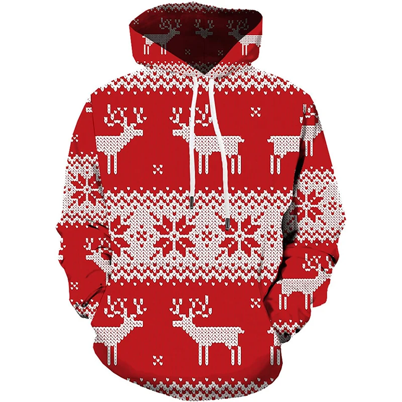 

Новинка, рождественские женские пуловеры оверсайз с 3D рисунком, худи Y2k, толстовки с капюшоном, детская одежда