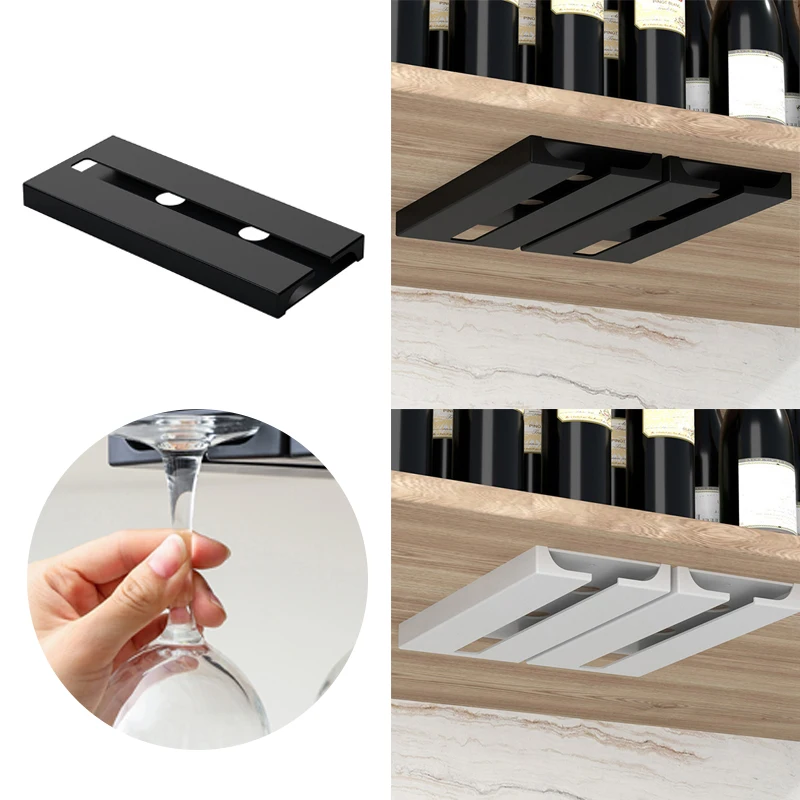 

1pc Multi-function Kitchen Under Cabinet Free Punching Holder Wine Glass Rack Classification Stemware Glass Cup Hanging Holder