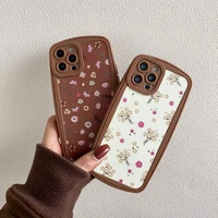 phone case cover for iphone 13 11 12 pro max xr xs x 7 8 shockproof tpu flower floral pure color soft pu rubber case shell