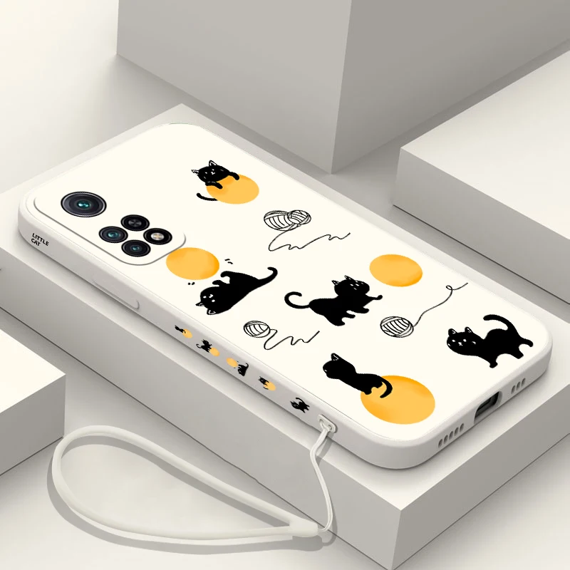 

Cat Playing Rope Phone Case For Xiaomi Redmi Note 12 11 11T 10 10S 9 Pro Plus 10C 9A 9C 9T K40 K50 K60 4G 5G With Hand Strap