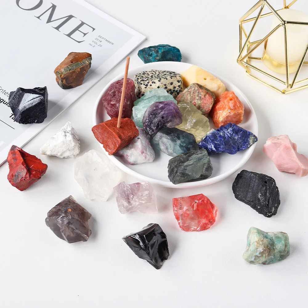 

Natural Crystal Raw Gems Incense Holder Divination Pendulum Reiki Healing 7 Chakra Aromatherapy Ornament without Incense Stick