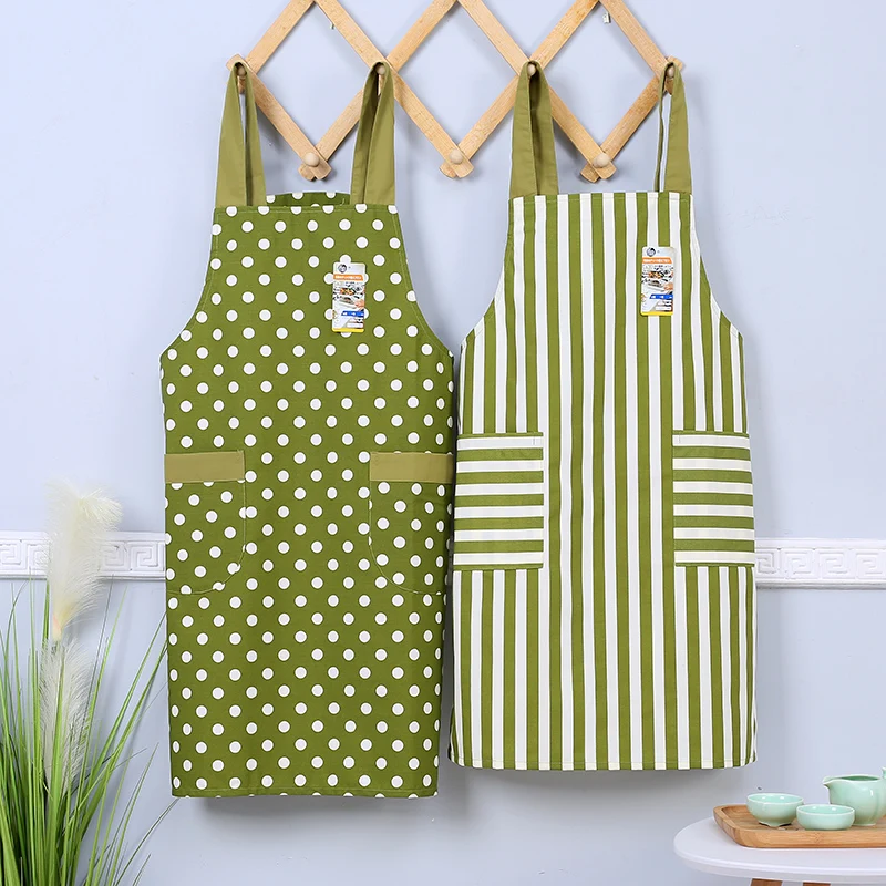 Fresh Striped Polka Dot Japanese Style Cotton Fabric Apron Kitchen Home Workwear Half Vest |