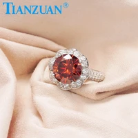 new 10mm 4ct round moissanite rings red color with orange light for women wedding band engagement gifts fine jewelry